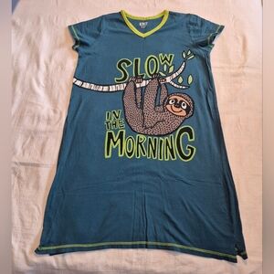 Lazy One women's Small Medium Sloth short sleeve nightgown nightshirt pajama